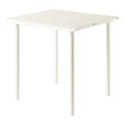 Table de jardin carrée en acier inoxydable blanc perlé 75x75cm Patio - Tolix