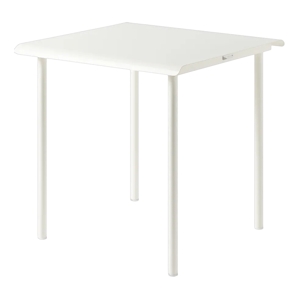 Table de jardin carrée en acier inoxydable blanc pur 75x75cm Patio - Tolix