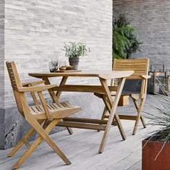 Table de jardin carrée en teck Flip - Cane-Line