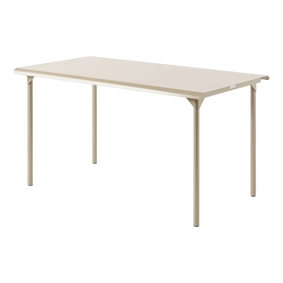 Table de jardin rectangulaire en acier inoxydable beige gris 160x100cm Patio - Tolix