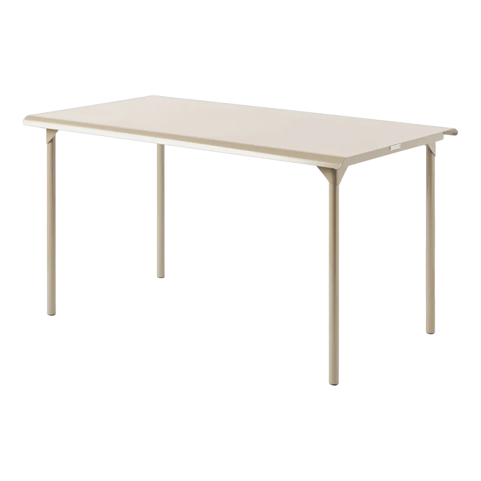 Table de jardin rectangulaire en acier inoxydable beige gris 140x80cm Patio - Tolix