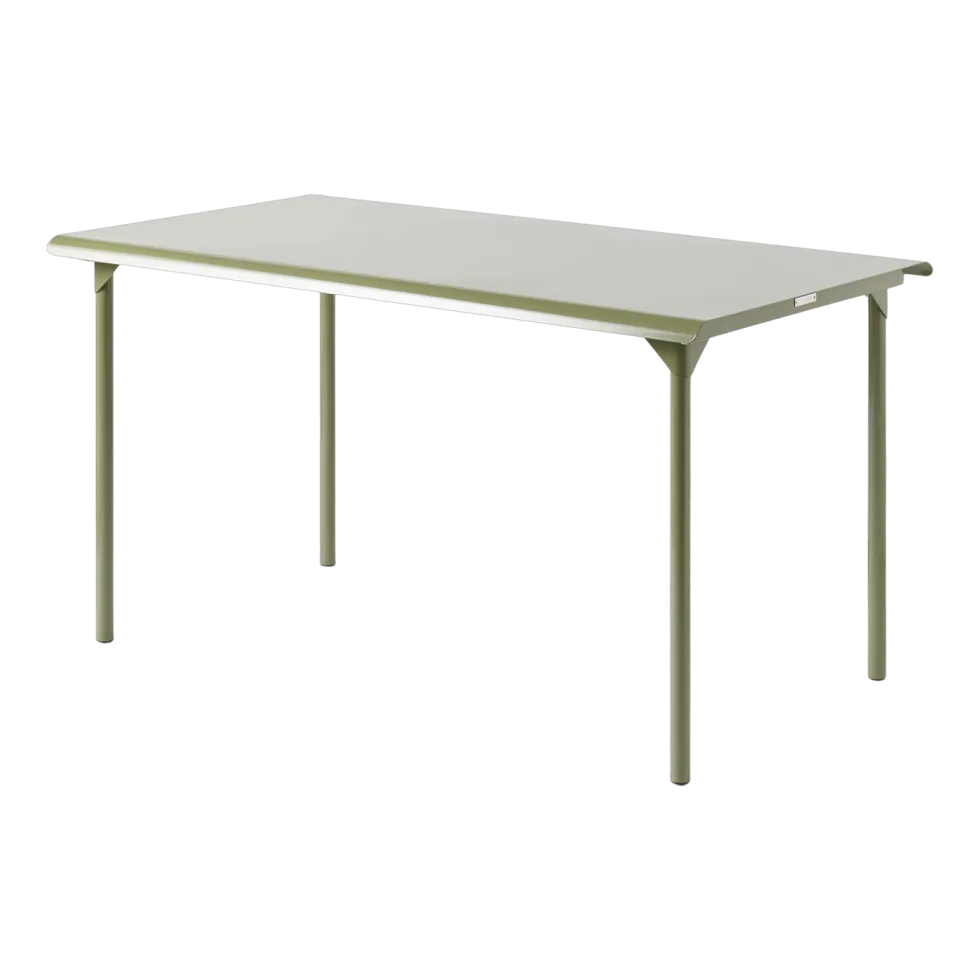 Table de jardin rectangulaire en acier inoxydable vert jonc 140x80cm Patio - Tolix