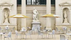 Table de jardin ronde en aluminium laqué gris argenté 55x74cm Deville - HAY