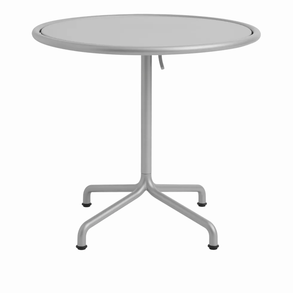 Table de jardin ronde en aluminium laqué gris argenté 80x74cm Deville - HAY