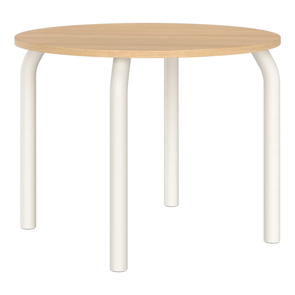 Table de salle à manger ronde en chêne et pieds beige désertique 100cm Meko - noo.ma