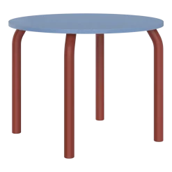 Table de salle à manger ronde en frêne bleu givré et pieds rouge auburn 100cm Meko - noo.ma