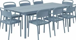 Table d'extérieur en acier bleu ciel 220 x 90 cm Linear - Muuto