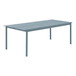 Table d'extérieur en acier bleu ciel 220 x 90 cm Linear - Muuto