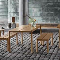 Table d'extérieur en acier orange 200 x 75 cm Linear - Muuto