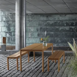 Table d'extérieur en acier orange 200 x 75 cm Linear - Muuto