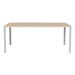 Table en chêne massif huilé pigmenté blanc et acier laqué gris 90 x 180 cm Link - Bolia