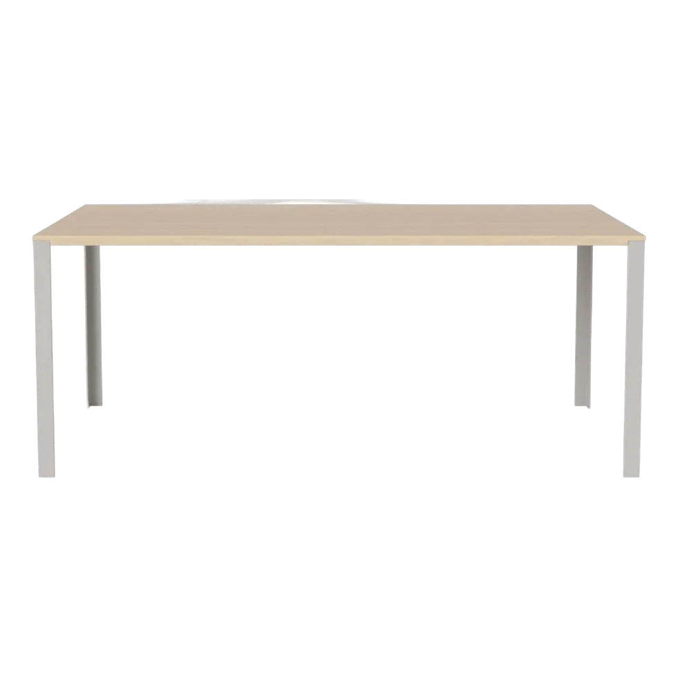 Table en chêne massif huilé pigmenté blanc et acier laqué gris 90 x 180 cm Link - Bolia