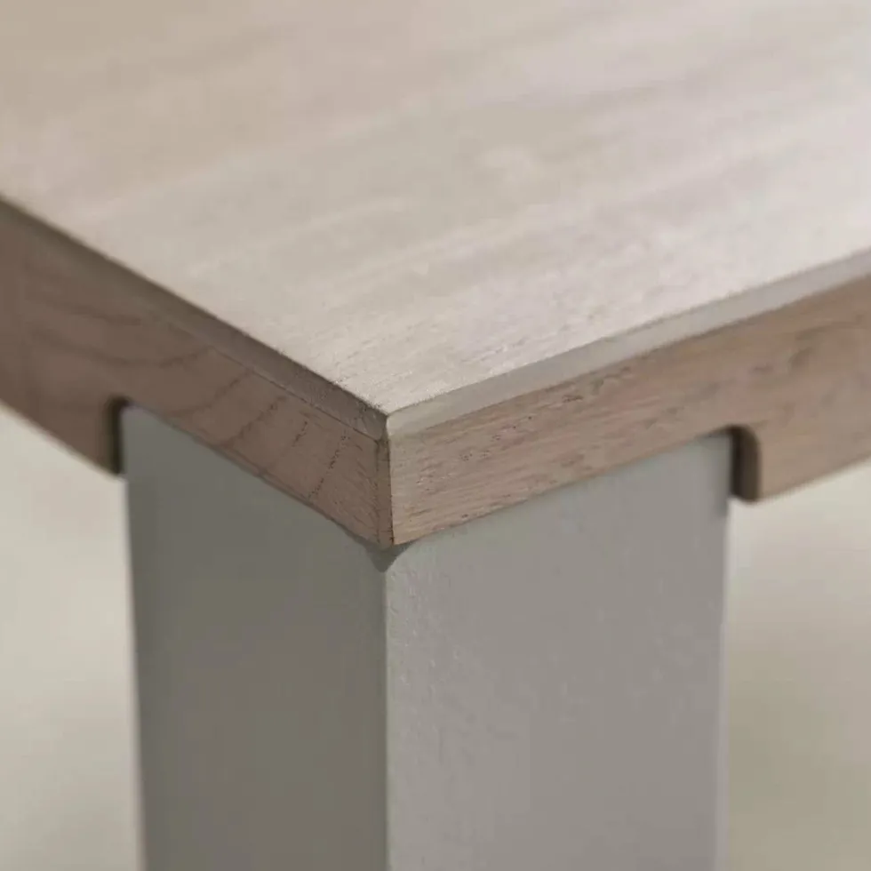Table en chêne massif huilé pigmenté blanc et acier laqué gris 90 x 180 cm Link - Bolia