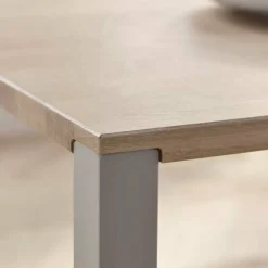 Table en chêne massif huilé pigmenté blanc et acier laqué gris 90 x 180 cm Link - Bolia