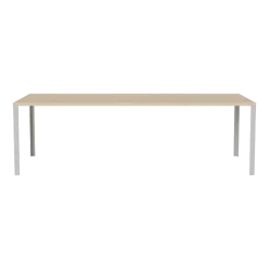 Table en chêne massif huilé pigmenté blanc et acier laqué gris 90 x 240 cm Link - Bolia