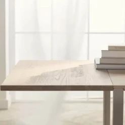 Table en chêne massif huilé pigmenté blanc et acier laqué noir 90 x 240 cm Link - Bolia