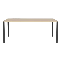 Table en chêne massif huilé pigmenté blanc et acier laqué noir 90 x 180 cm Link - Bolia