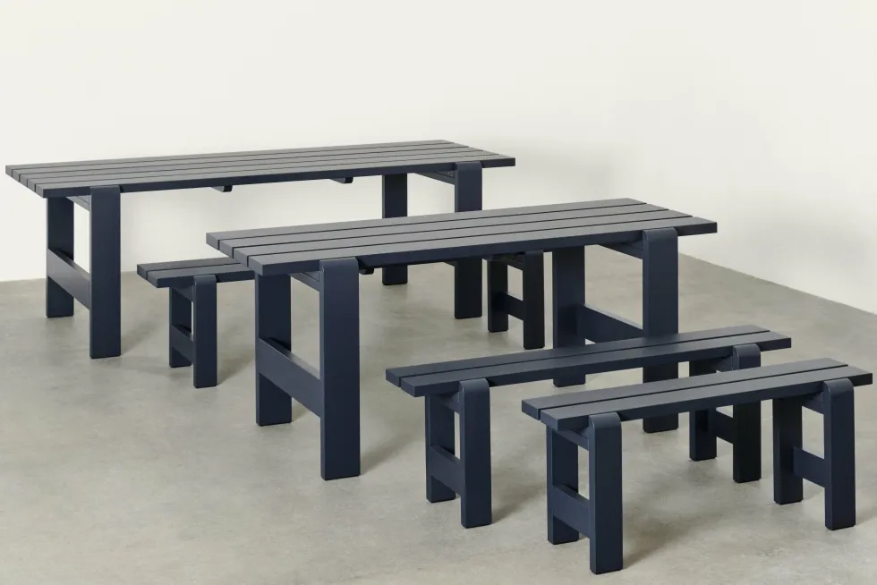Table en pin laqué bleu métal 230 x 83 x 74 cm Weekday - Hay