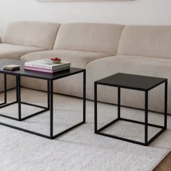 Table gigogne en acier noir 45x90cm Tre Semina X - Metallbude