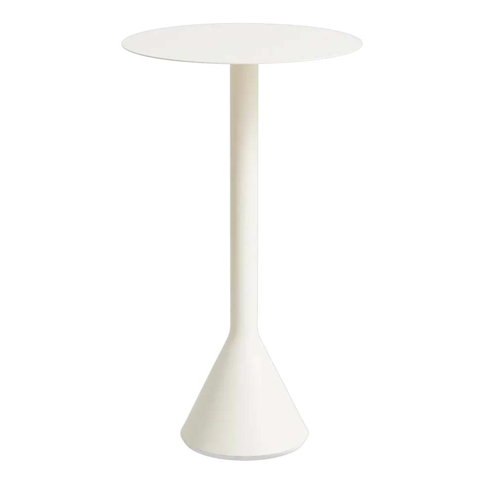 Table haute cone en acier thermolaqué blanc crème 60x105cm Palissade - HAY