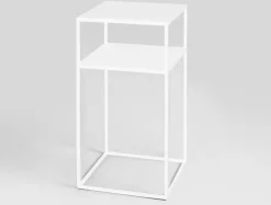 Table haute d'appoint à deux étages blanc en métal 30 x 60 cm Tensio 2 - Custom Form