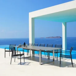Table à manger avec extension en acier et céramique 330x100cm Edge - Cane-Line