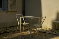Table à manger carrée en acier tressé blanc pur 60x60cm T37 - Tolix