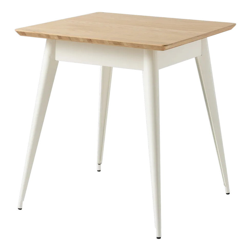 Table à manger carrée en chêne et acier blanc pur 70x70cm 55 - Tolix