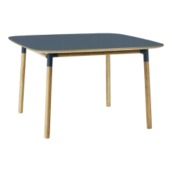 Table à manger carrée en chêne et lino bleu 120 x 120 cm Form - Normann Copenhagen
