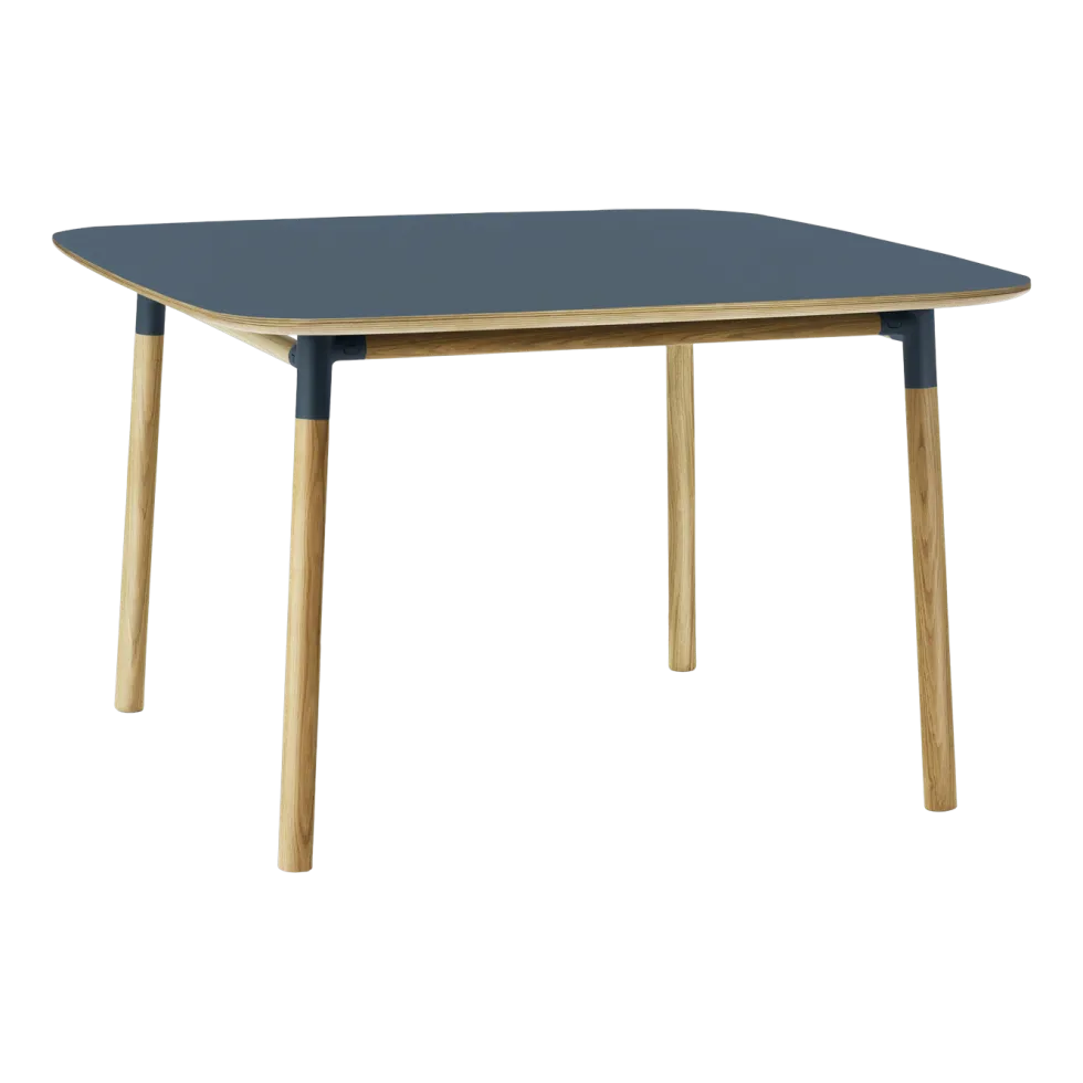 Table à manger carrée en chêne et lino bleu 120 x 120 cm Form - Normann Copenhagen