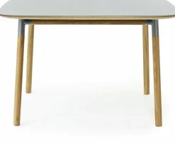 Table à manger carrée en chêne et lino gris 120 x 120 cm Form - Normann Copenhagen