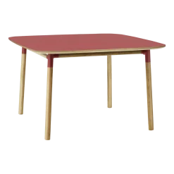 Table à manger carrée en chêne et lino rouge 120 x 120 cm Form - Normann Copenhagen
