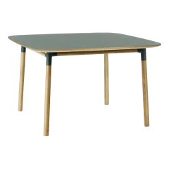 Table à manger carrée en chêne et lino vert 120 x 120 cm Form - Normann Copenhagen