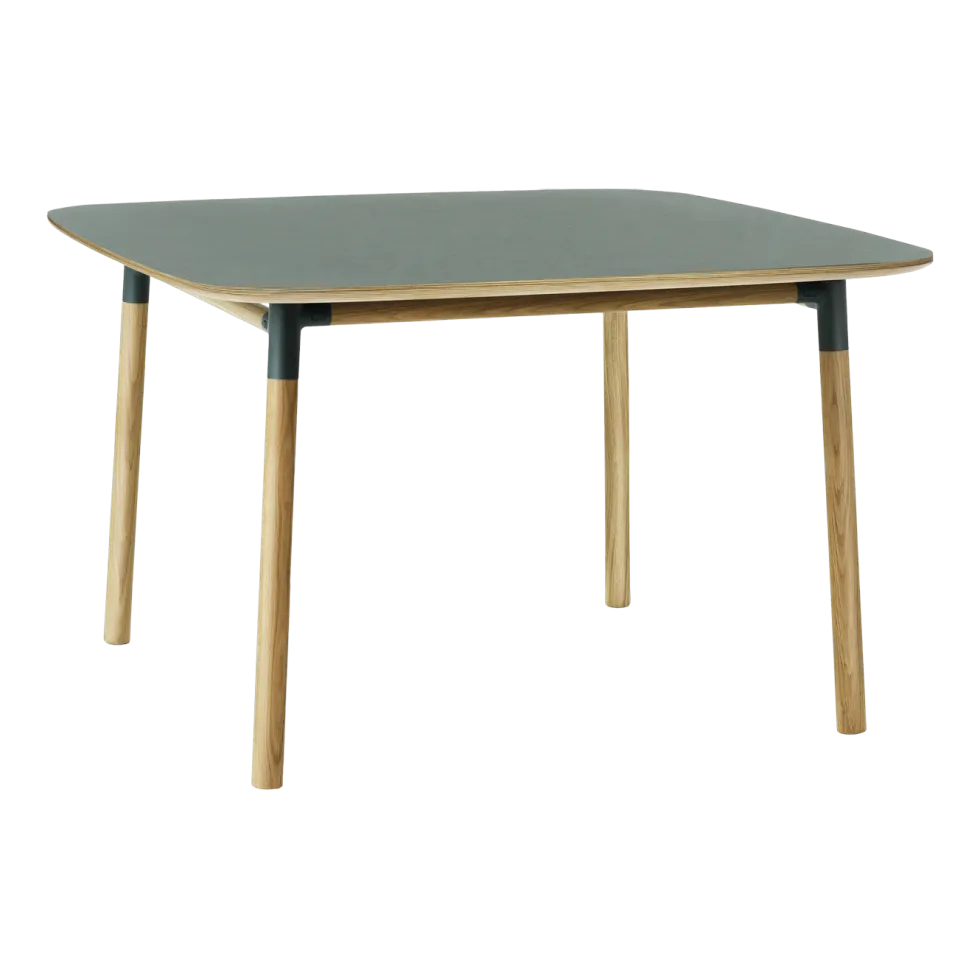 Table à manger carrée en chêne et lino vert 120 x 120 cm Form - Normann Copenhagen