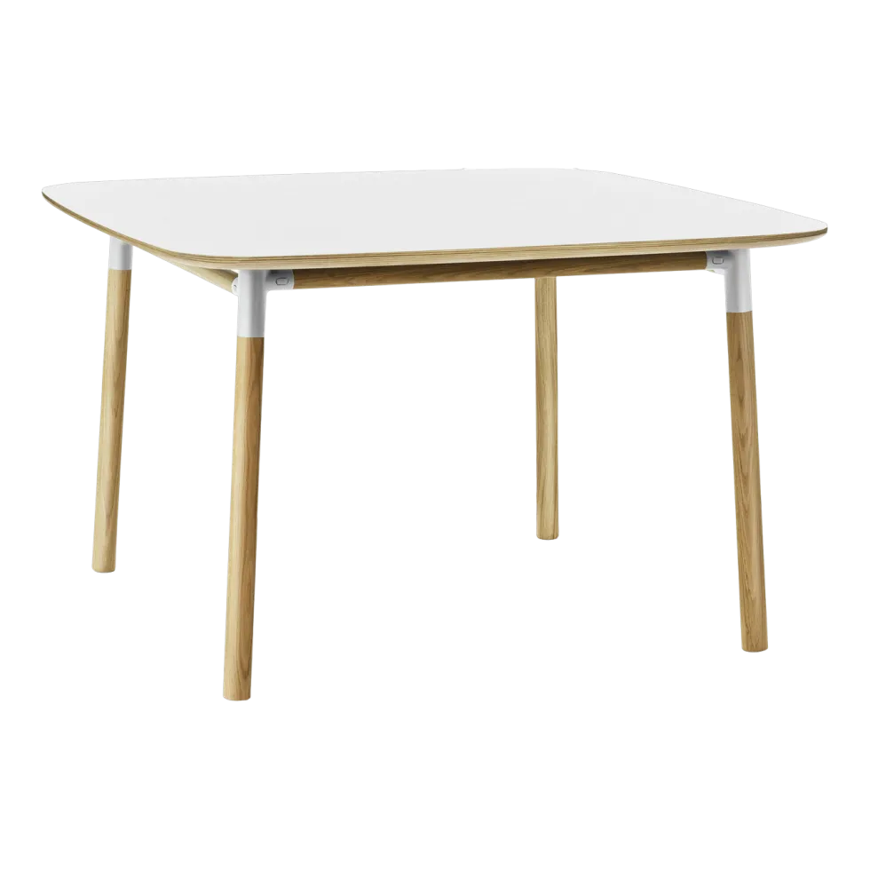 Table à manger carrée en chêne et stratifié blanc 120 x 120 cm Form - Normann Copenhagen