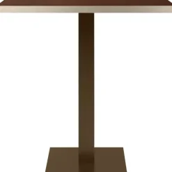 Table à manger carrée en stratifié eucalyptus fumé et acier bronze clair 70x70cm Elliot - Versmissen