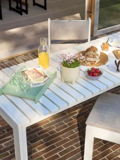 Table à manger de jardin rectangulaire en acier beige 191x80x76cm Haus - Hübsch