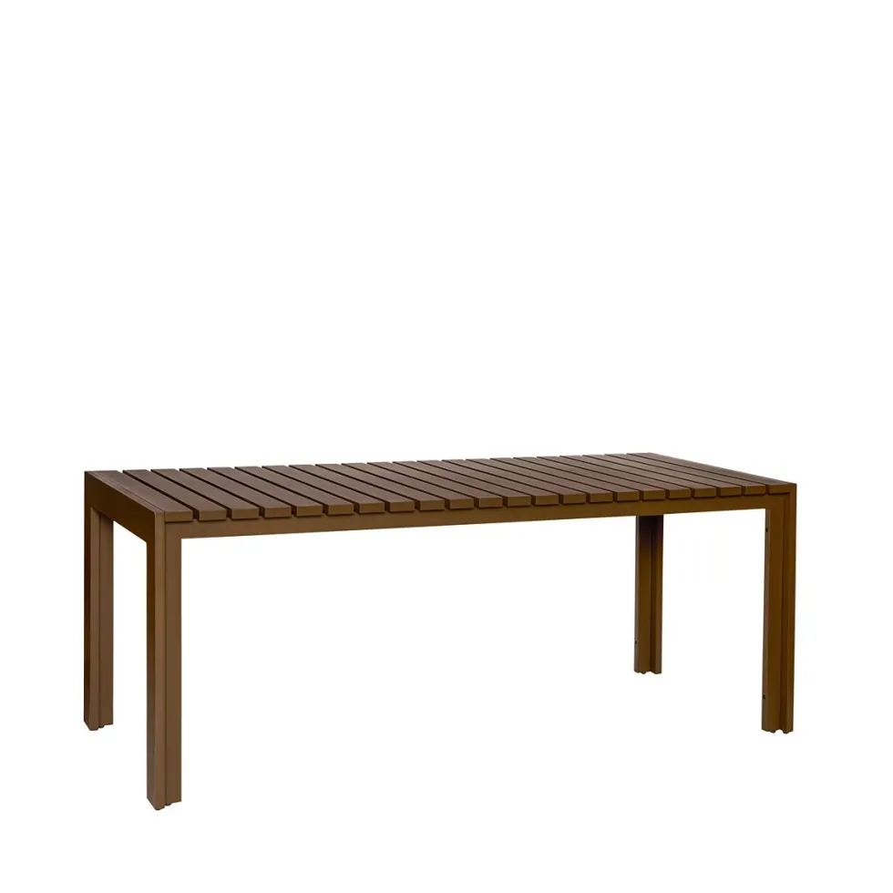 Table à manger de jardin rectangulaire en acier marron 191x80x76cm Haus - Hübsch