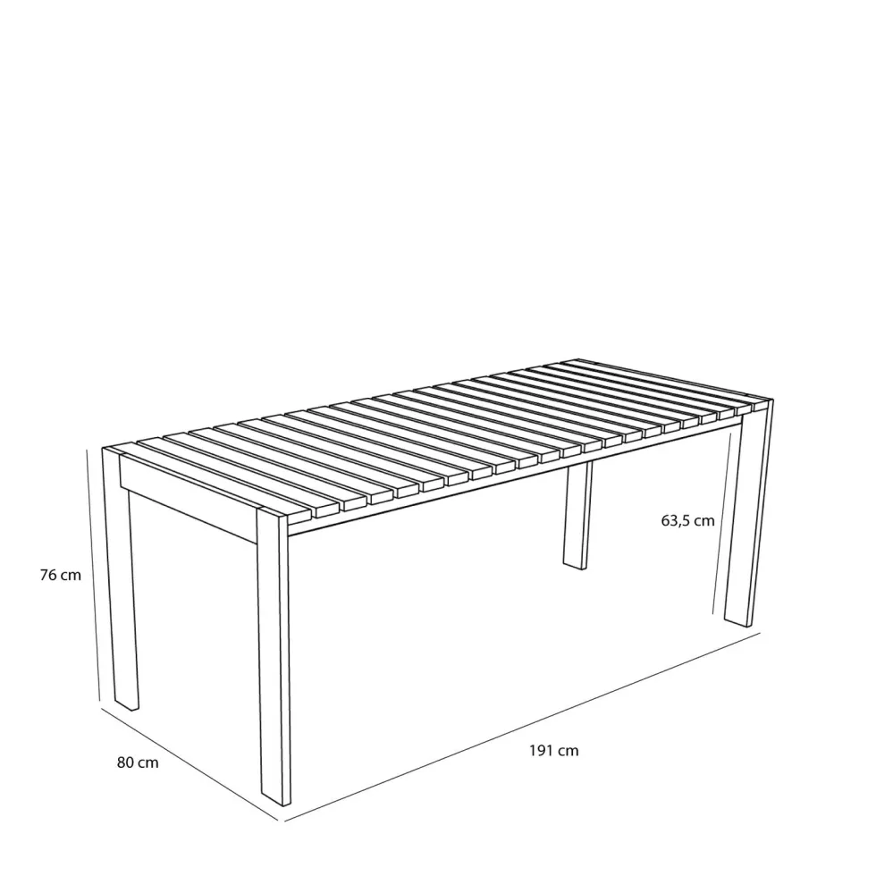 Table à manger de jardin rectangulaire en acier marron 191x80x76cm Haus - Hübsch