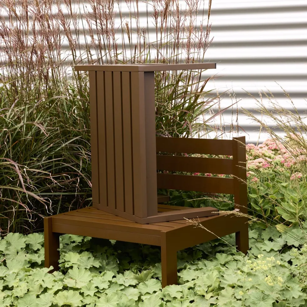 Table à manger de jardin rectangulaire en acier marron 191x80x76cm Haus - Hübsch