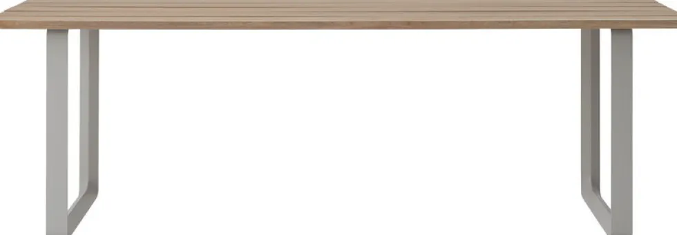 Table à manger de jardin rectangulaire en aluminium gris et acajou 225x90cm The 70/70 - Muuto