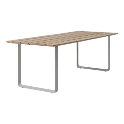 Table à manger de jardin rectangulaire en aluminium gris et acajou 225x90cm The 70/70 - Muuto