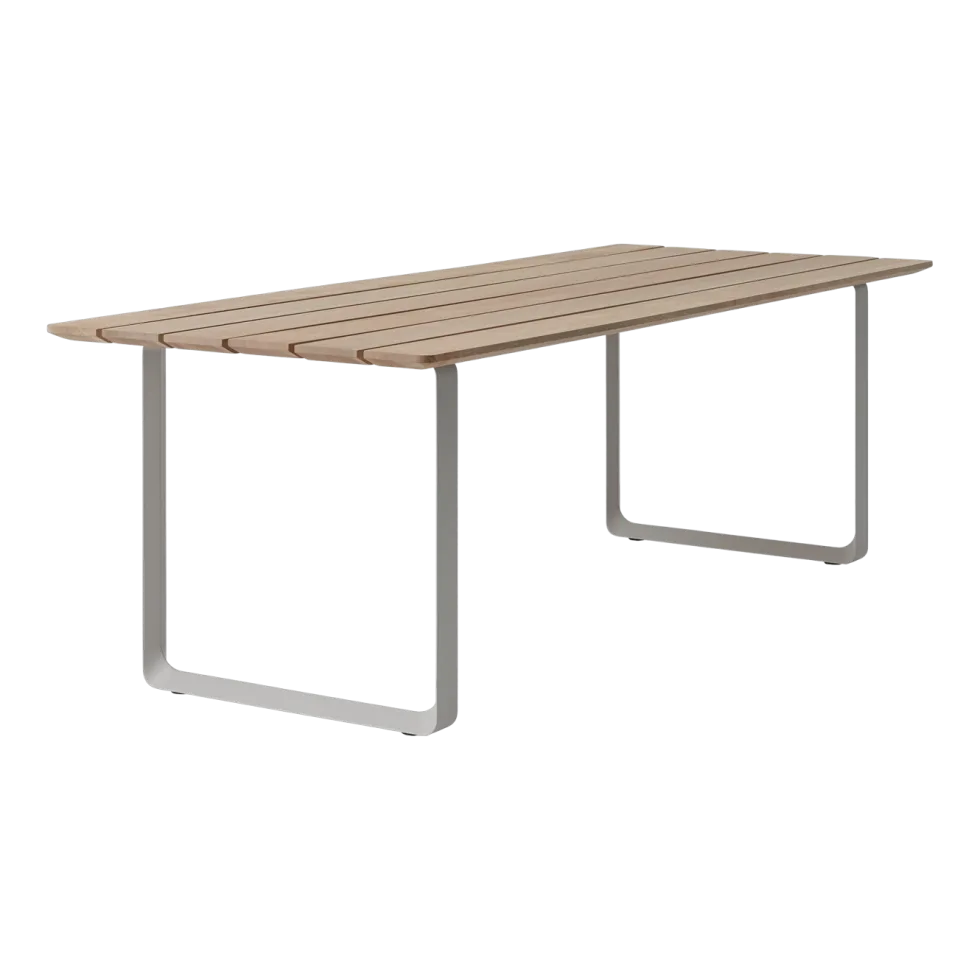 Table à manger de jardin rectangulaire en aluminium gris et acajou 225x90cm The 70/70 - Muuto