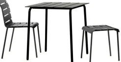 Table à manger d'extérieur carrée en métal noir 70x70x75cm - valerie_objects