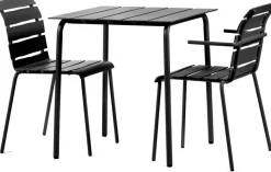 Table à manger d'extérieur carrée en métal noir 70x70x75cm - valerie_objects