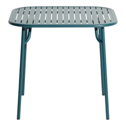 Table à manger d'extérieur carrée à lattes en aluminium bleu océan 85cm Week end - Petite friture