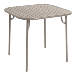 Table à manger d'extérieur carrée à lattes en aluminium dune 85cm Week end - Petite friture