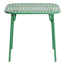 Table à manger d'extérieur carrée à lattes en aluminium vert menthe 85cm Week end - Petite friture