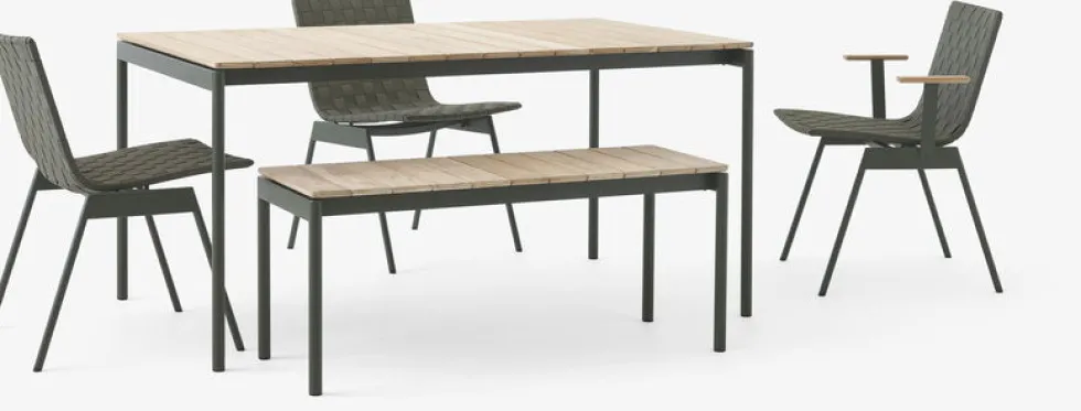 Table à manger d'extérieur en acier vert bronze 150 cm Ville AV25 - &tradition