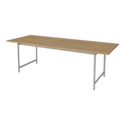 Table à manger d'extérieur en teck et acier laqué gris 230 x 90 cm Track - Bolia